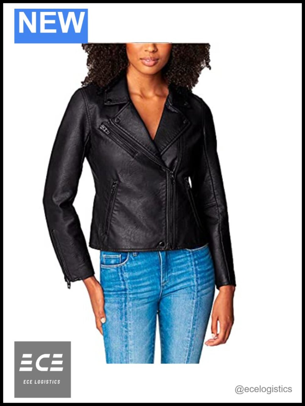Vegan Leather Moto Jacket Semi Fitted Motorcycle Biker Asymmetrical Zip